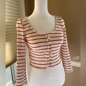 Cropped white and red top cute for pirate costume